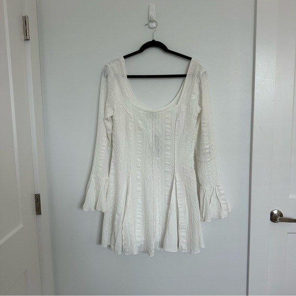 NWT Lulus Mirielle White Textured Long Sleeve Mini Dress - Picture 3 of 16